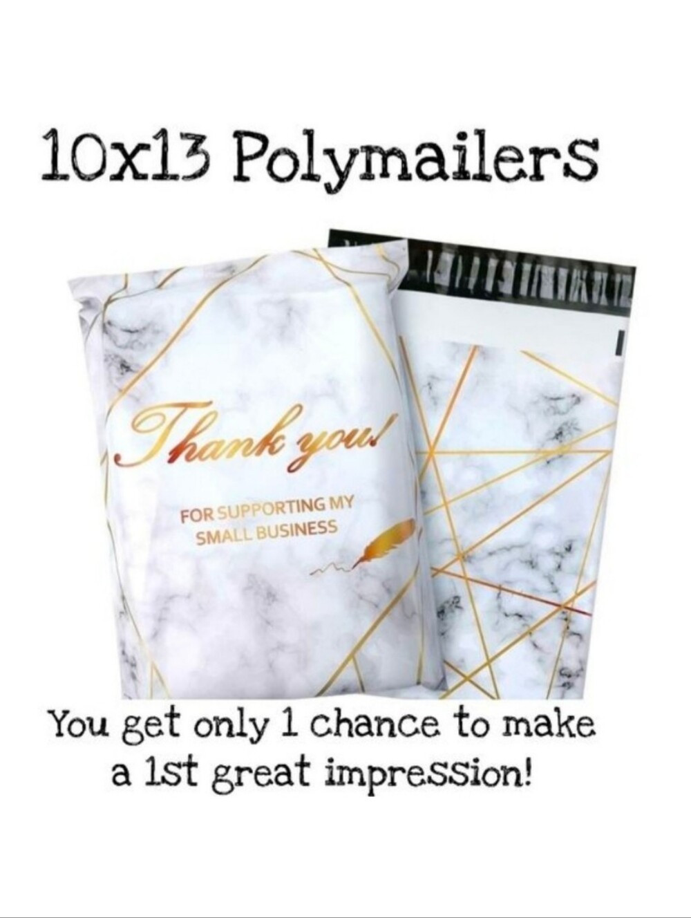 25 pack 10x13 THANK YOU marble poly mailers. Self sealing. Waterproof